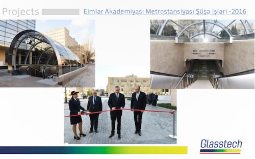 Elmlər Akademiyası metrosu yeni alt keçid çıxış konstruksiyası - açılışı - Glasstech