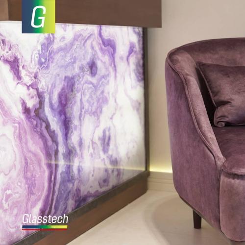 Azərbaycan Glasstech şüşə istehsalı olan dekorativ shushe Nar çiçəyi seriyası