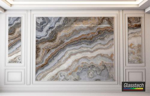 Oniks ve mermer mehsulundan hazırlanan divar sekili